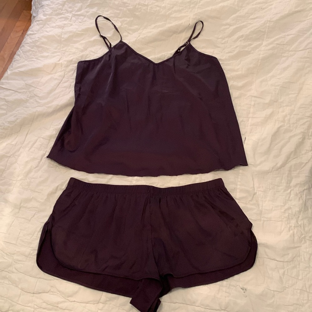 Purple satin pajamas